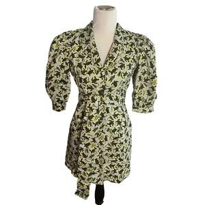 NEW $575 LHD Casitas Dress •4• Black Sea Turtle Puff Sleeve Rio Belted RARE